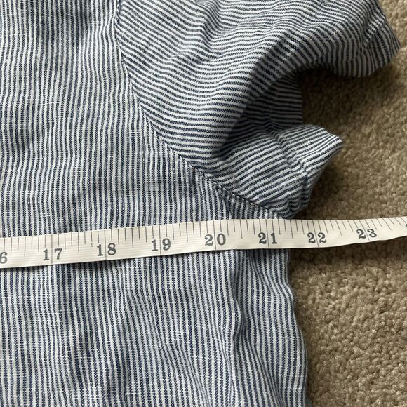 J Jill Button Up Shirt Womens Large Petite Boho Floral Back Linen Cotton Striped - Picture 5 of 6